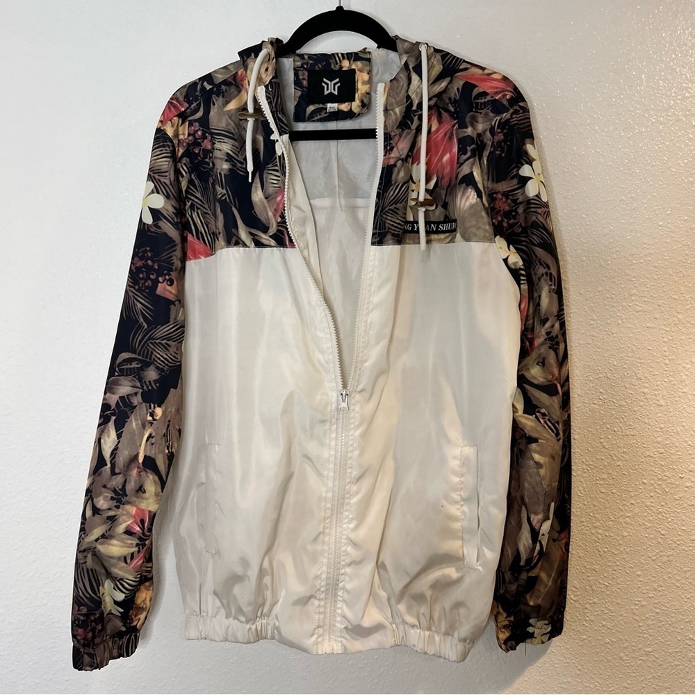 Women's Floral Bomber Jacket with Hood Size 4XL